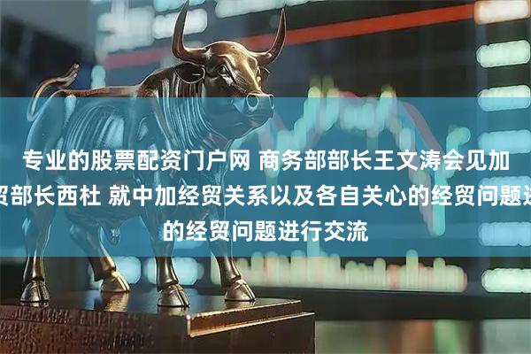 专业的股票配资门户网 商务部部长王文涛会见加拿大国贸部长西杜 就中加经贸关系以及各自关心的经贸问题进行交流