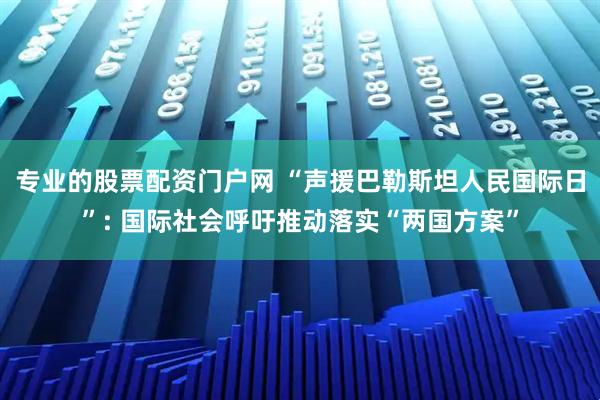 专业的股票配资门户网 “声援巴勒斯坦人民国际日”: 国际社会呼吁推动落实“两国方案”